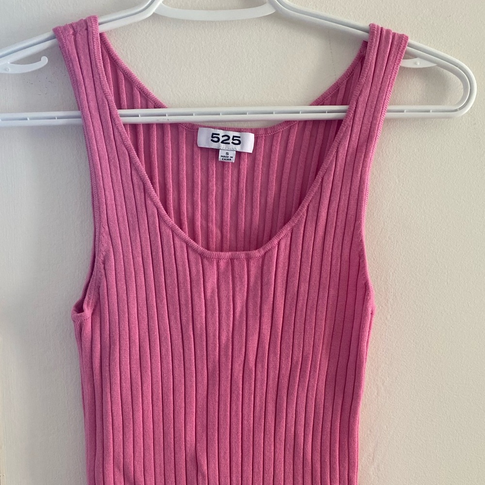 525 Pink Stretchy Ribbed Tank Top - Picture 2 of 6